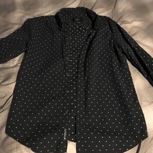 American Eagle Long Sleeve bottom down Dotted Navy